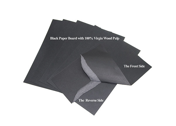 Black paper board with 100% virgin pulp
